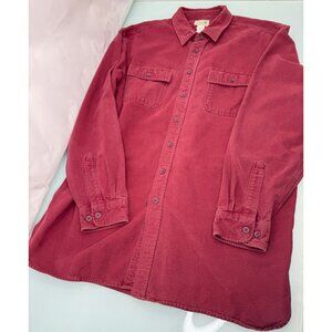 Vintage LL Bean Chamois Cloth Flannel Shirt Maroon Red Button Up 2XLT XXL Tall